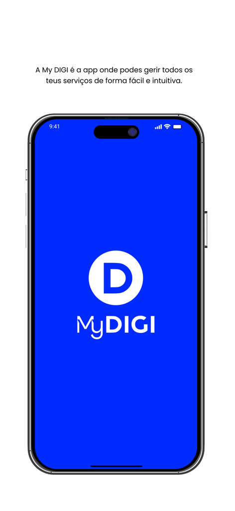 My DIGI - Welcome screen of the My DIGI app showing the logo on a blue background