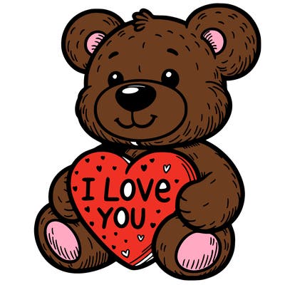 teddy bear holding an i love you heart