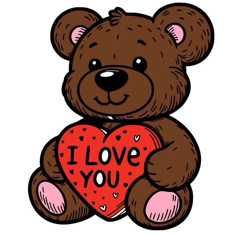 teddy bear holding an i love you heart