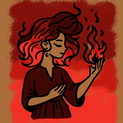 woman with fire