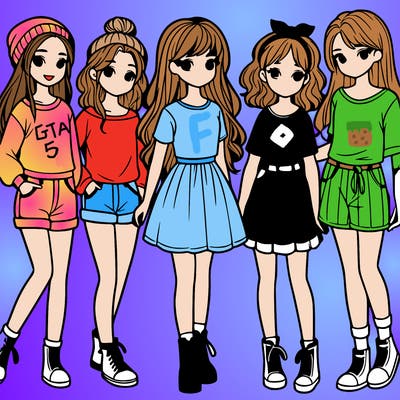 a group of five girls