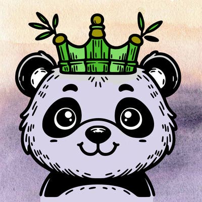 panda with a bambo crown