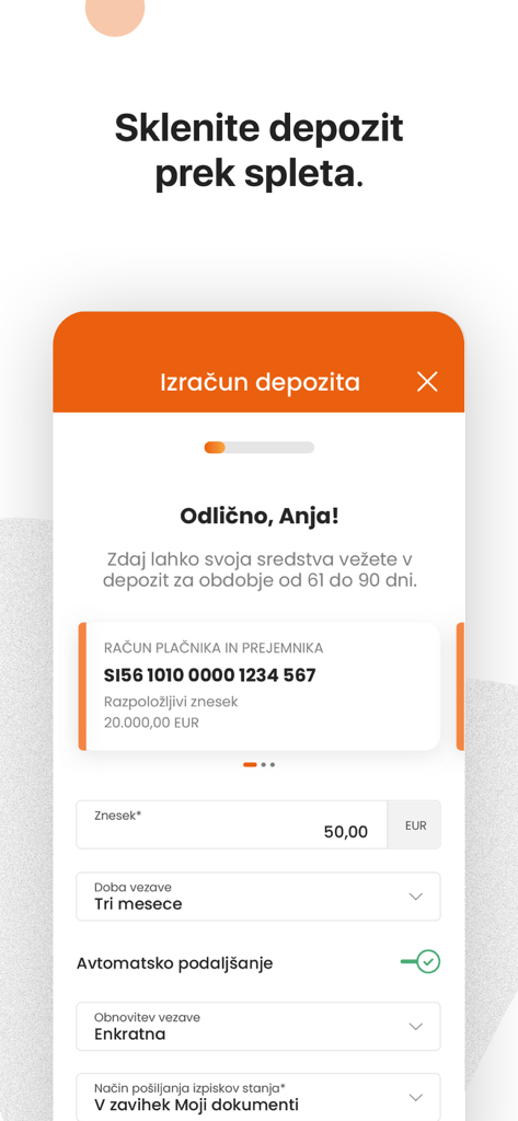 INTESA SANPAOLO BANK MOBILE - Schermata dell'app mobile Intesa Sanpaolo Bank che mostra l'interfaccia di calcolo e gestione dei depositi online.