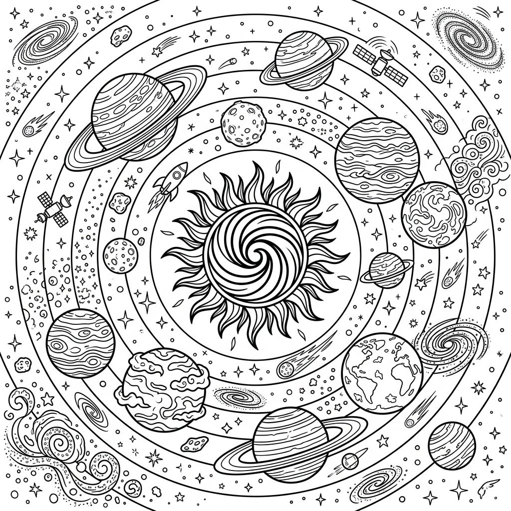 Planets Coloring Page - Free Printable Celestial Fun — Color Pop