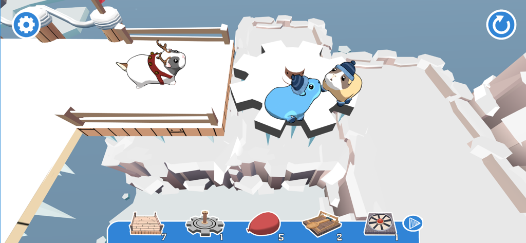 Guinea Pig Bridge! - Cute guinea pigs in winter outfits on a snowy level in Guinea Pig Bridge