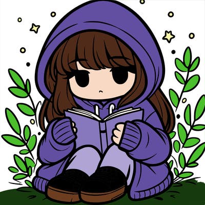 girl in oversized hoodie reading a book
