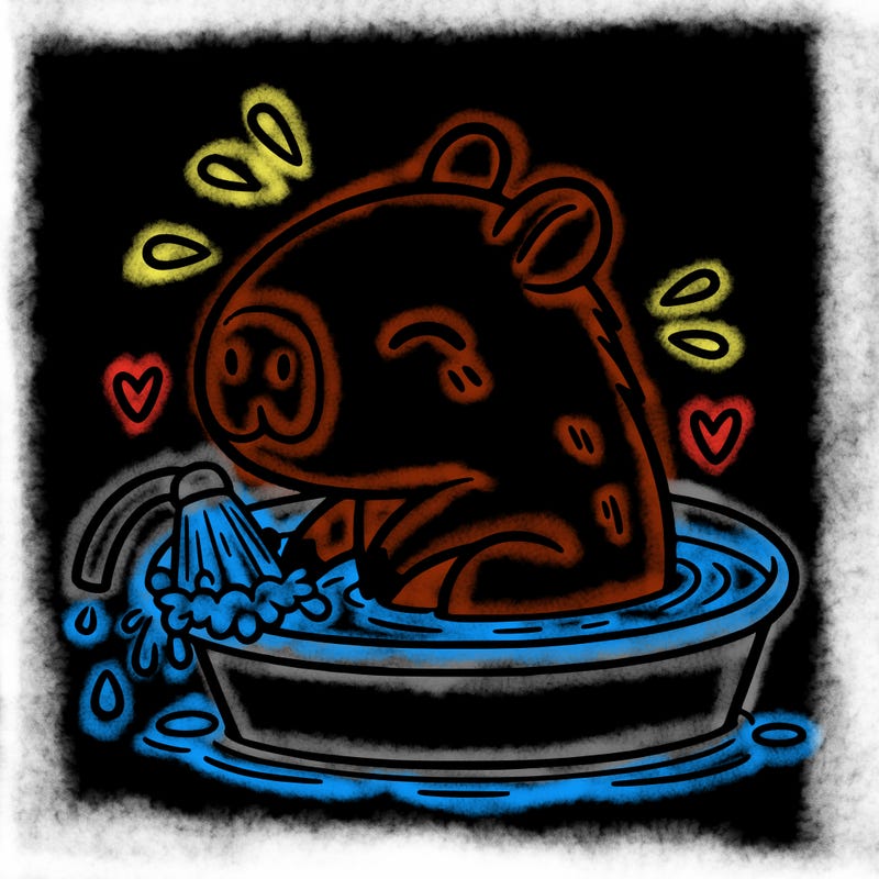 capybara taking a bath