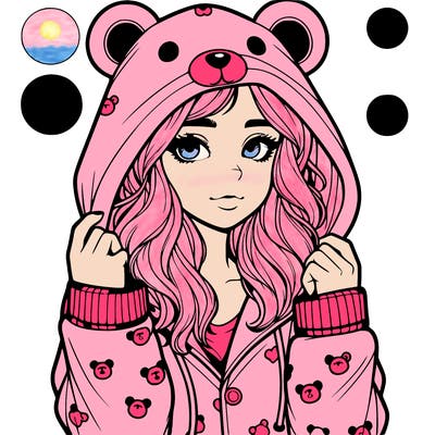 realistic girl in a animal pjs hoodie