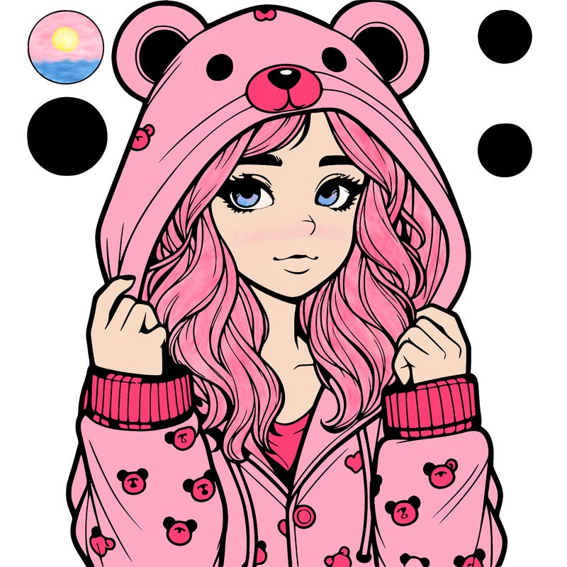 realistic girl in a animal pjs hoodie