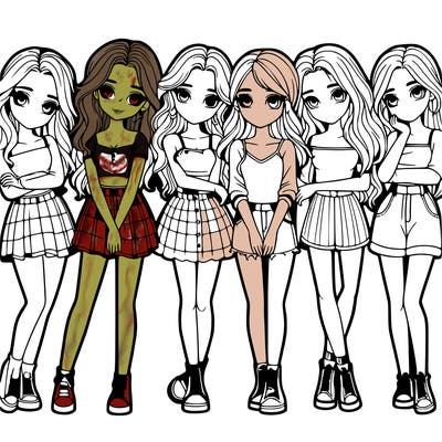 a group of girls realistic