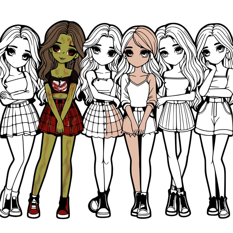 a group of girls realistic