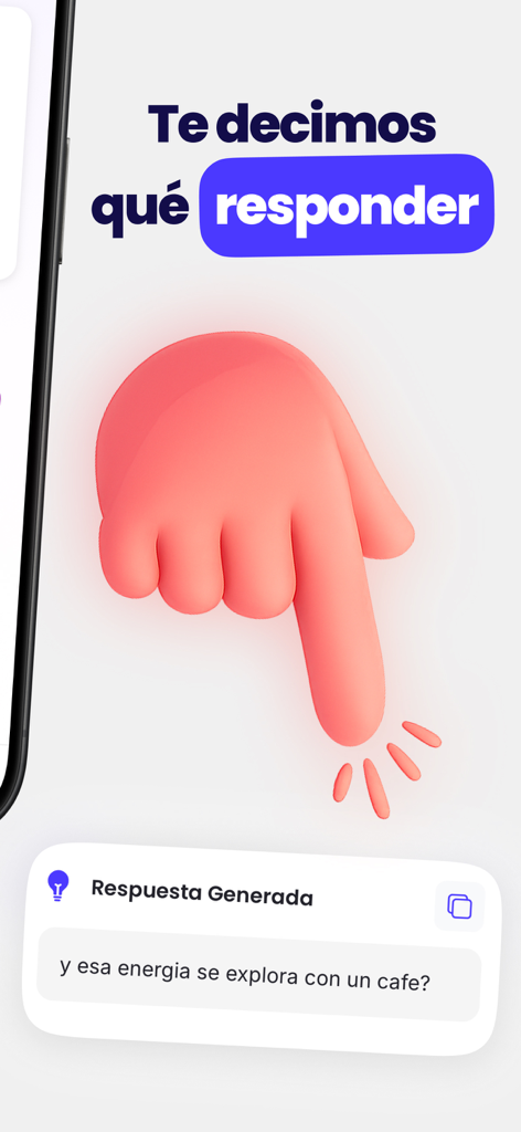 Captura de pantalla de la app Liggo mostrando una respuesta ingeniosa generada por IA para una conversación de citas