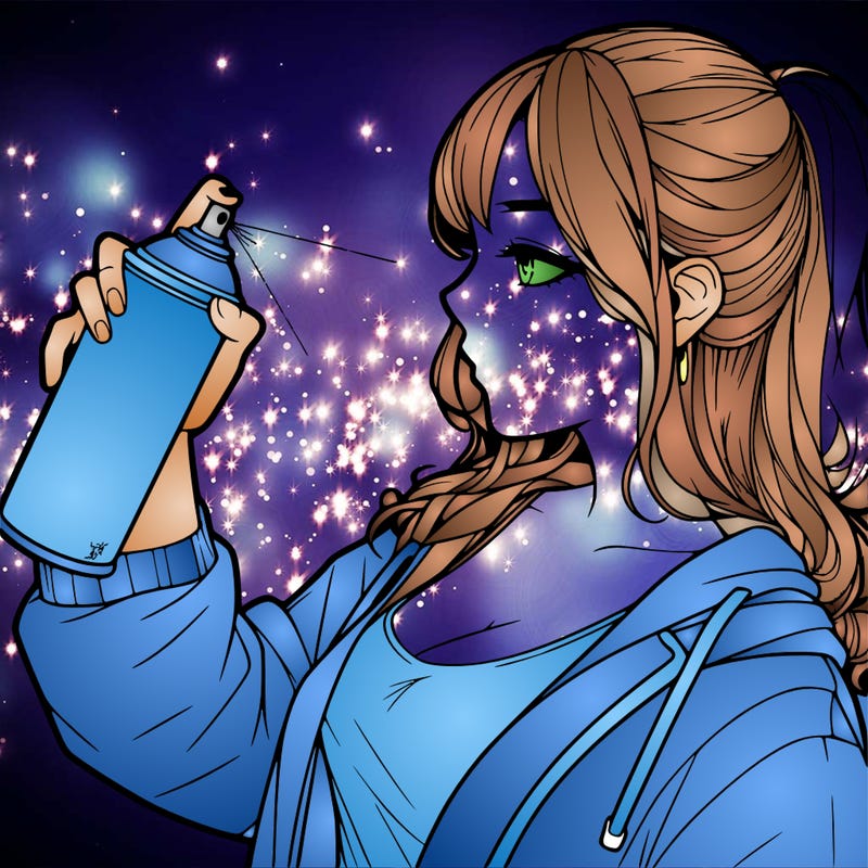 a realistic girl spray, painting