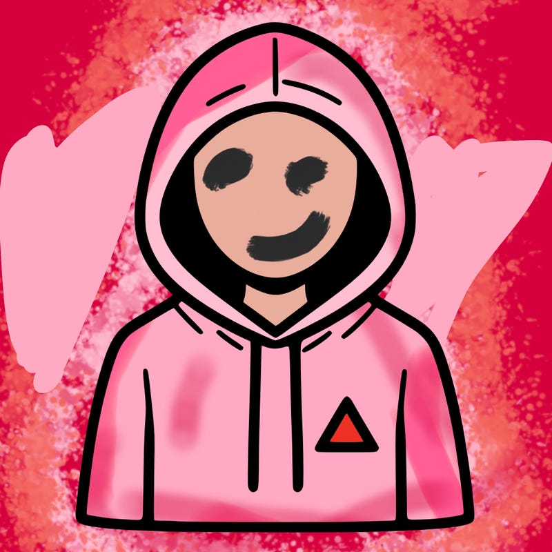 a person with non face waering a hoodie with a small triangle symbol
