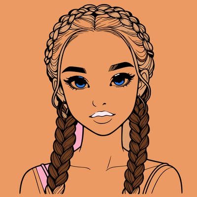 realistic girl with braids