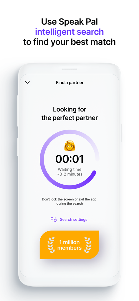 Speak Pal・Talk & Learn English - Speak Pal app interface showing the intelligent search screen to find an English speaking partner