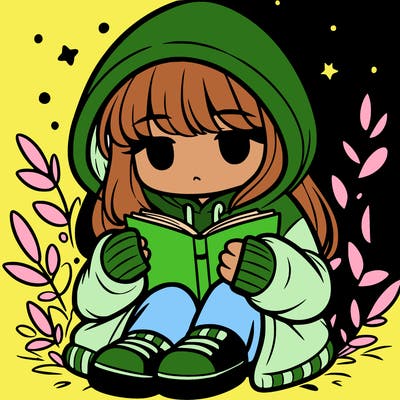 girl in oversized hoodie reading a book