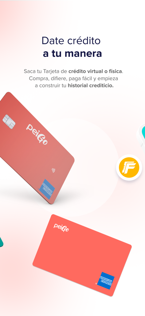 PeiGo - Two orange PeiGo American Express credit cards for building credit history