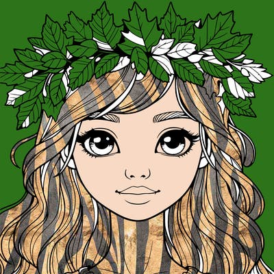 realistic girl with fall leaf crown