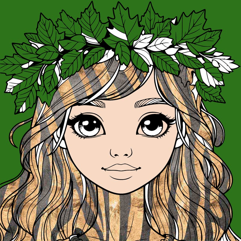 realistic girl with fall leaf crown