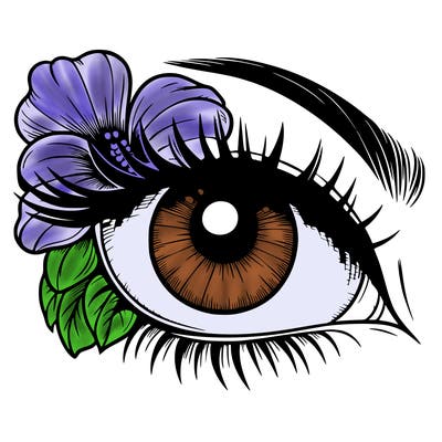 realistic eye with flower