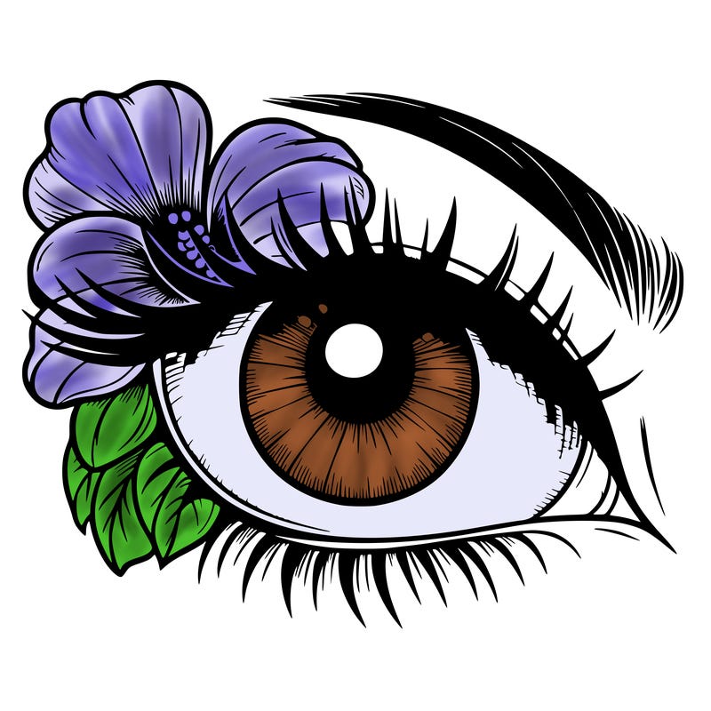 realistic eye with flower