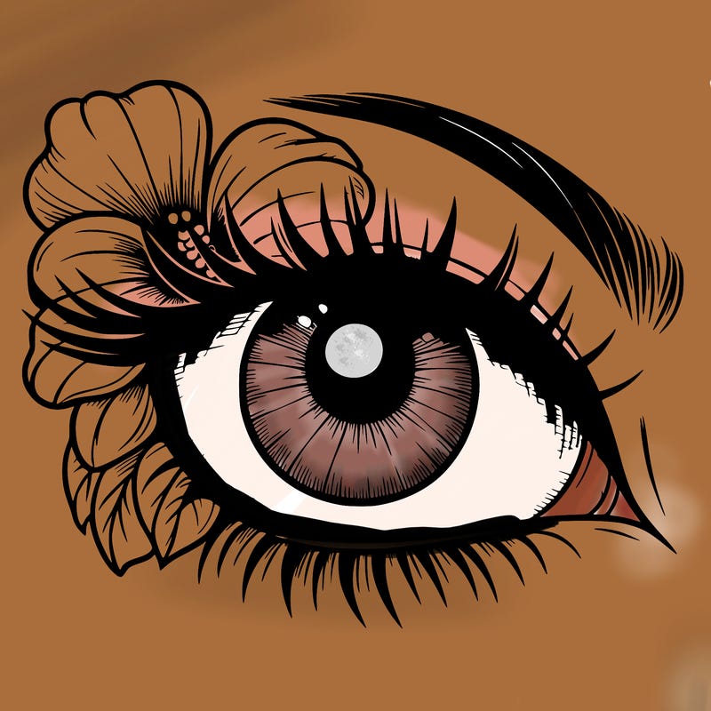 realistic eye with flower