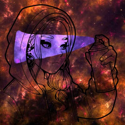 a realistic girl, spray painting