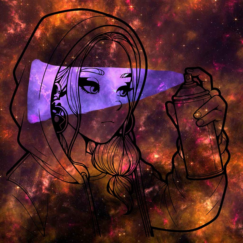 a realistic girl, spray painting