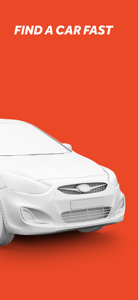 Vezet — order taxis - Écran promotionnel de l'application de taxi Vezet présentant une voiture blanche et le texte Find a car fast