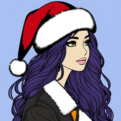 realistic girl in santa hat