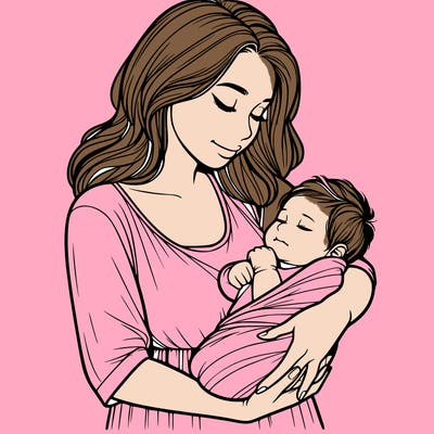 mother holding baby realistic