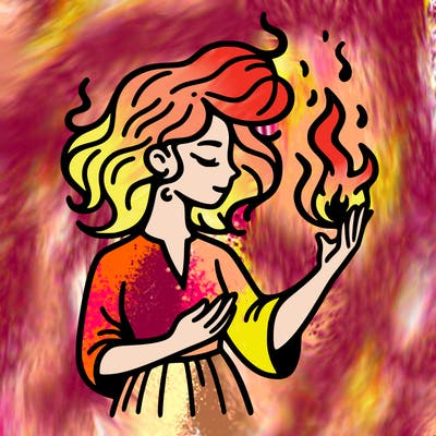 woman with fire
