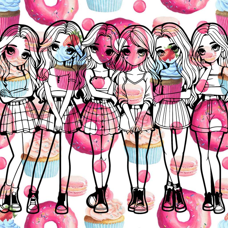 a group of girls realistic