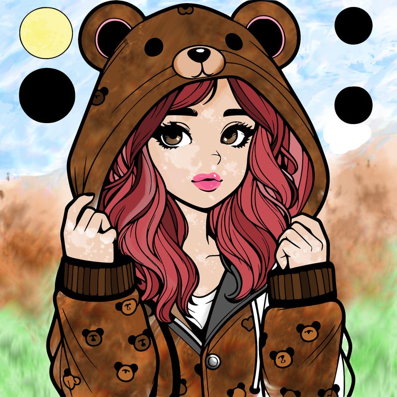 realistic girl in a animal pjs hoodie