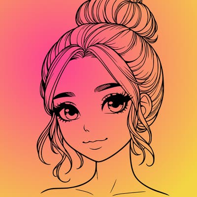 realistic pretty girl with hair in bun