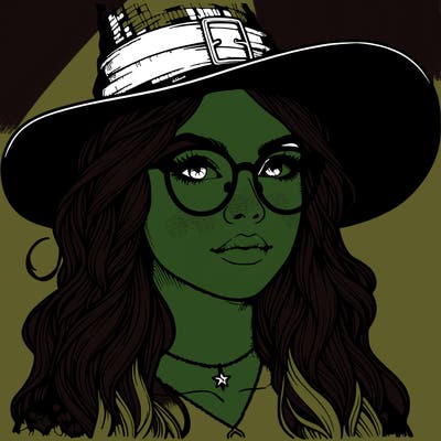 a witch with glasses realistic