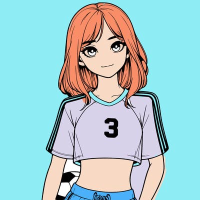 realistic girl wearing soccer jersey