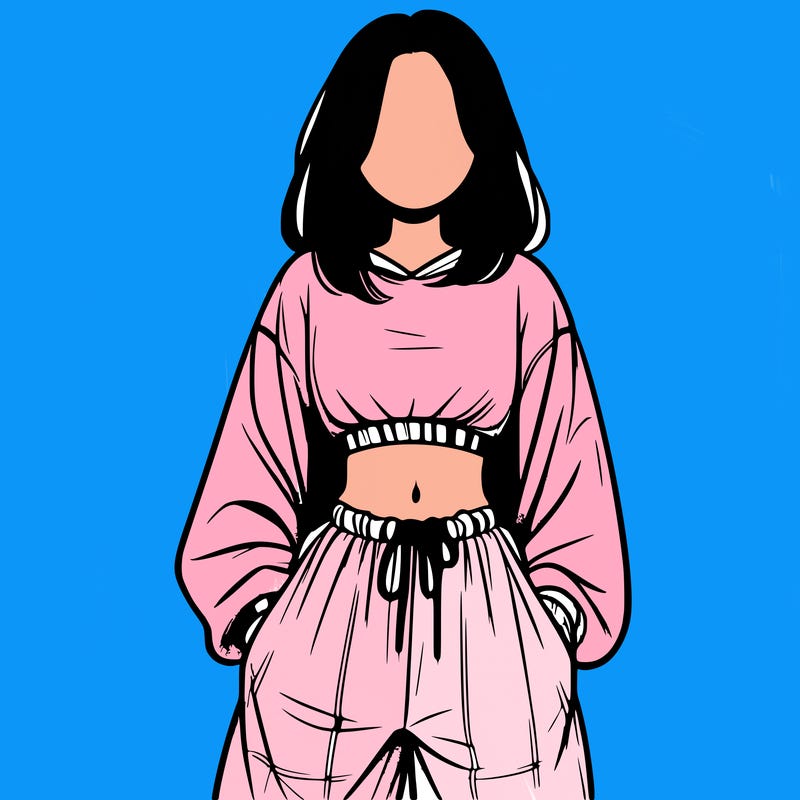 realistic girl faceless with baggy pants and a crop top