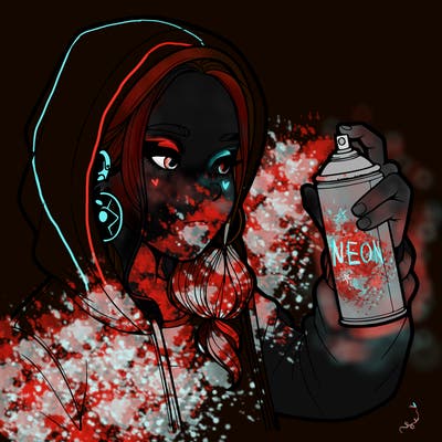 a realistic girl, spray painting