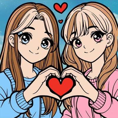girls making heart with their hands