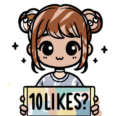 cute girl that is holding a sign that says 10 likes?