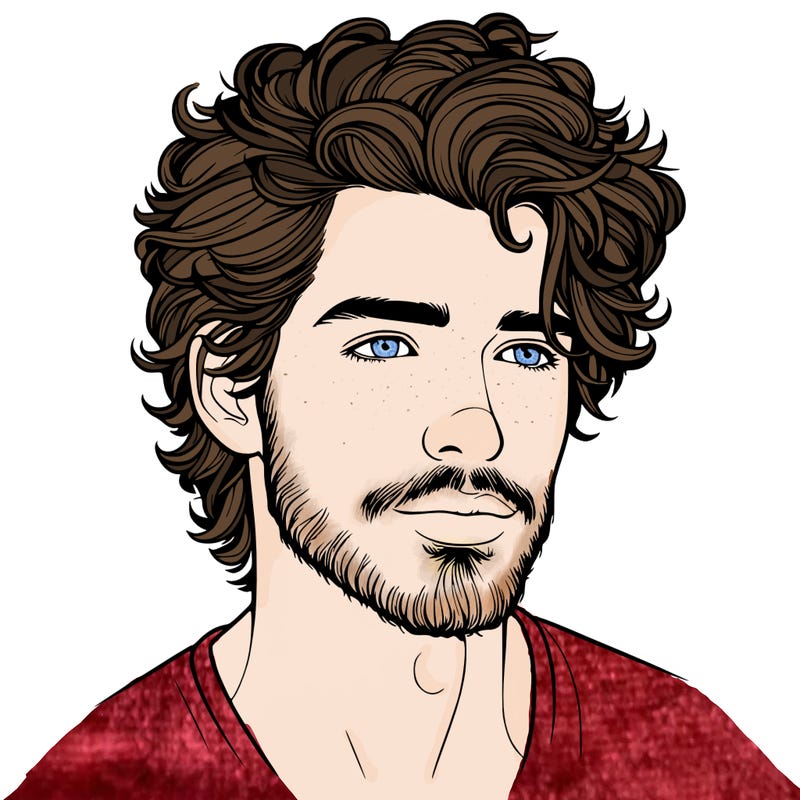 realistic man with fluffy hair