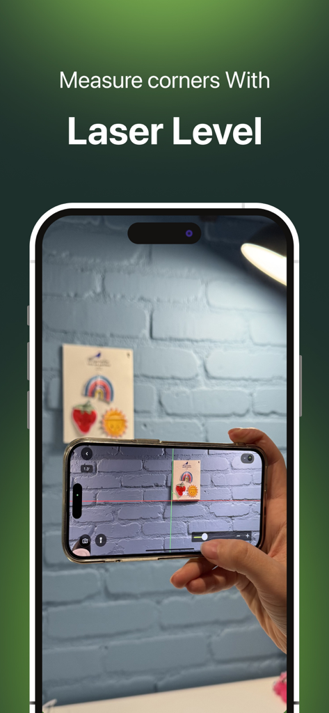 Bubble Level app laser level feature for aligning wall decor