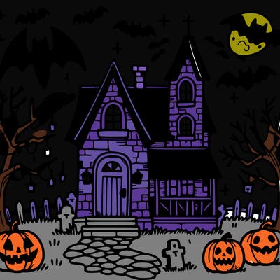 spooky house on halloween