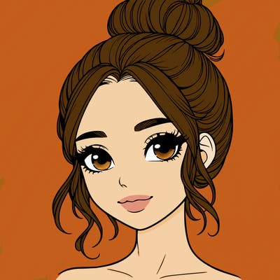realistic pretty girl with hair in bun