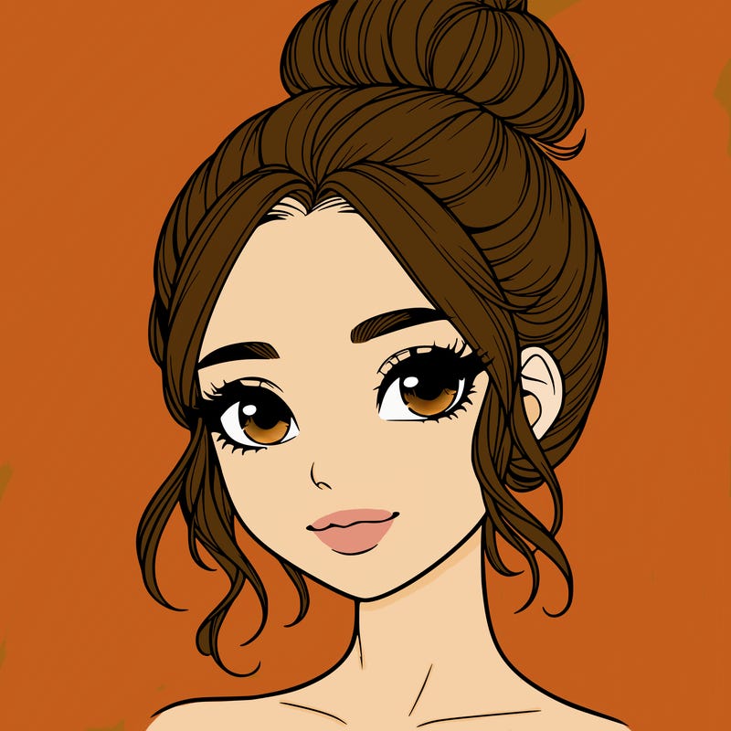 realistic pretty girl with hair in bun