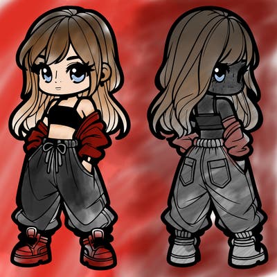 girl in crop top and baggy pants