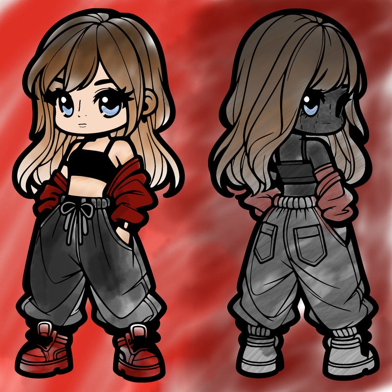 girl in crop top and baggy pants