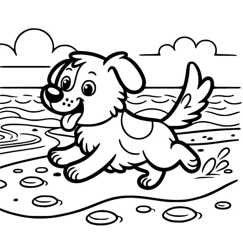 dog running across beach